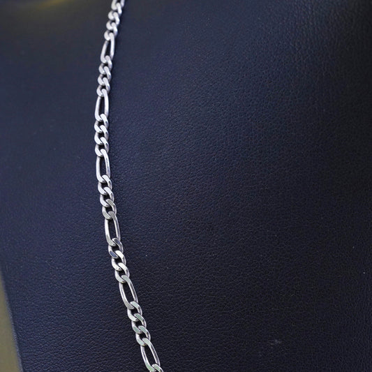 18" 3mm, vintage Italian sterling silver bold elongated chain, 925 necklace