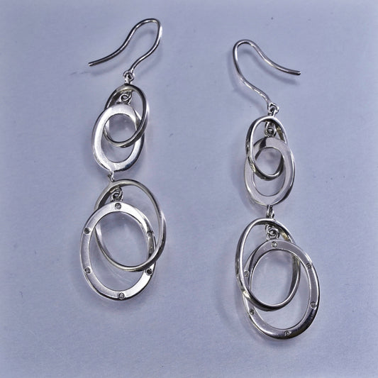 Estate Signed MRB 925 Sterling Silver Modernist entwined Oval Hoop Earrings