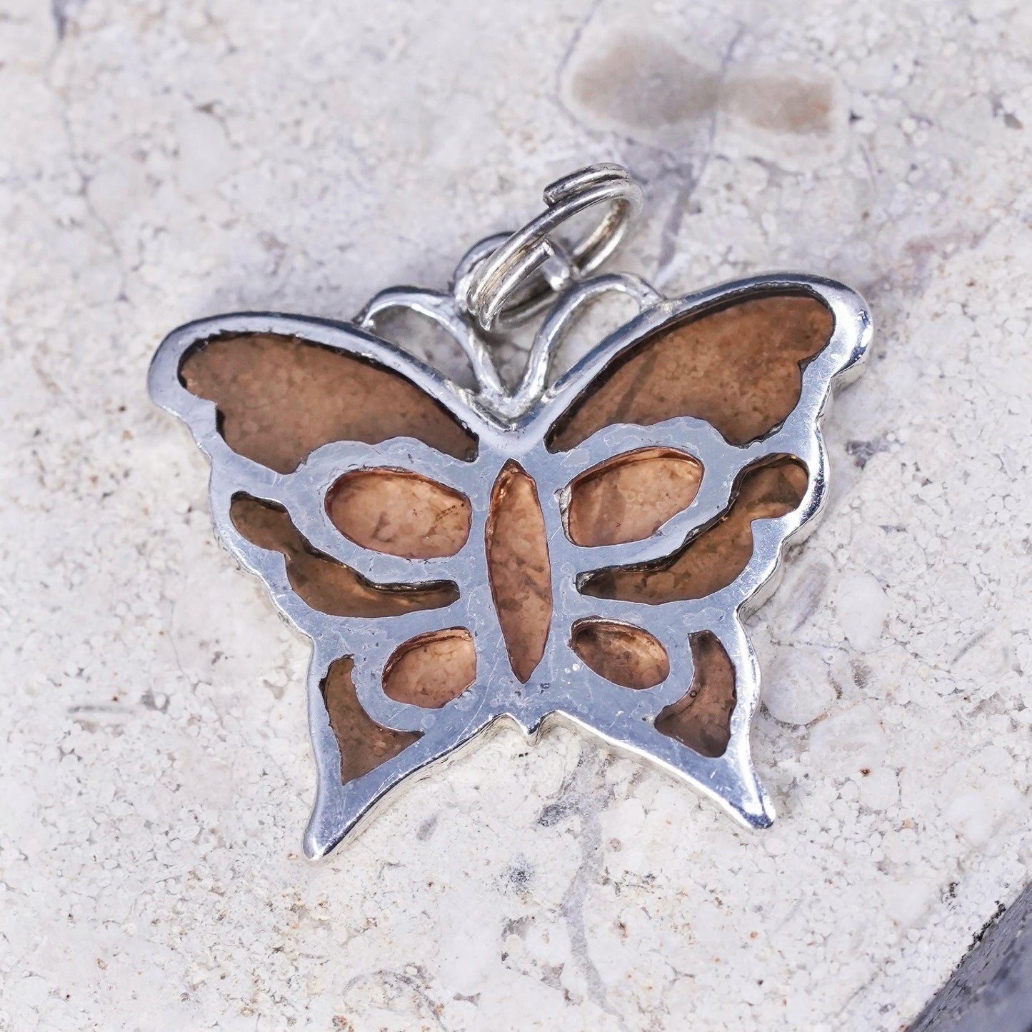 vintage Sterling silver handmade pendant, 925 butterfly charm