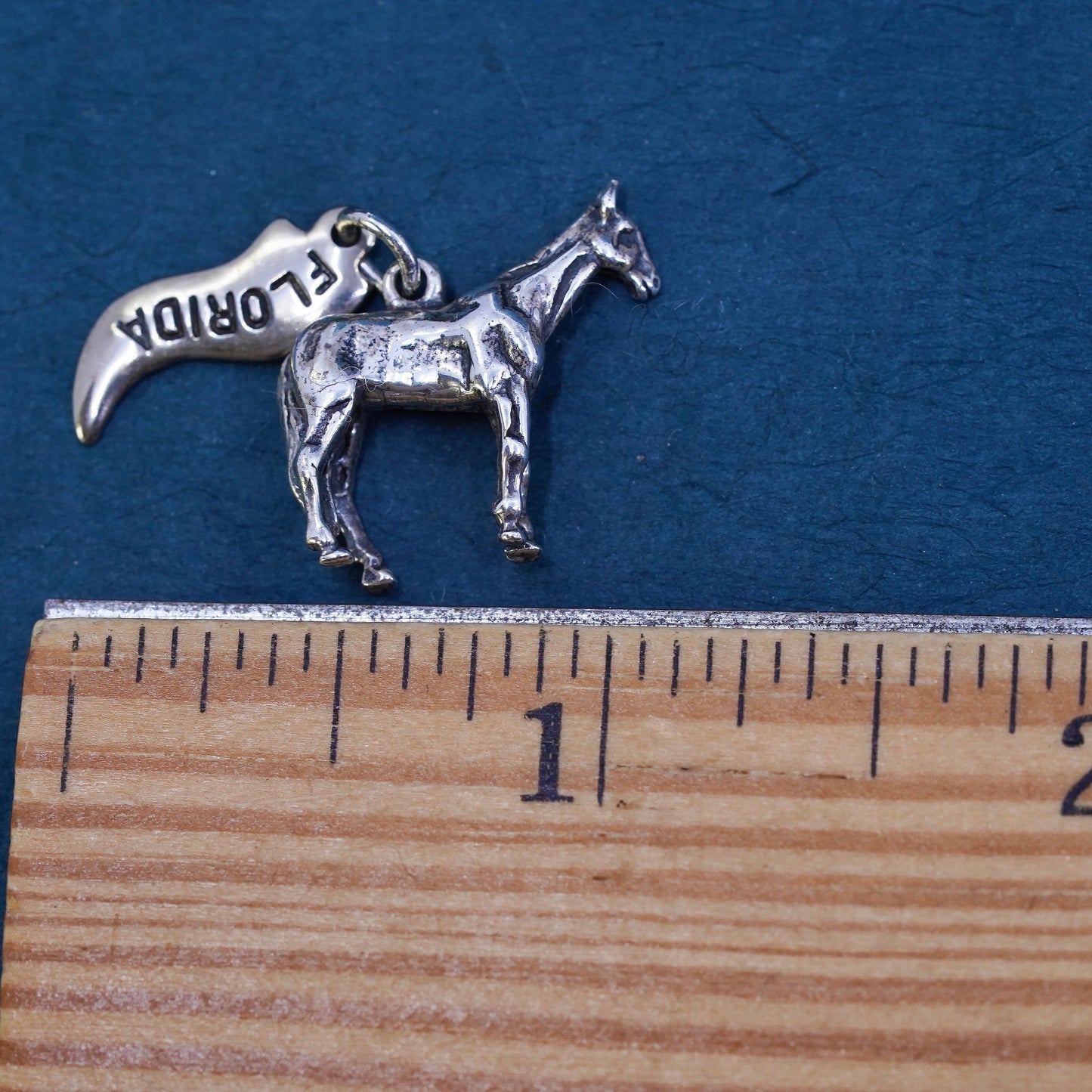 Vintage sterling silver handmade pendant, 925 horse charm