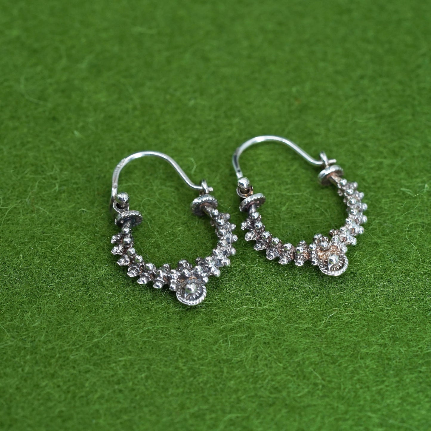 1”, Vintage sterling 925 silver loop handmade earrings, bali wired hoops