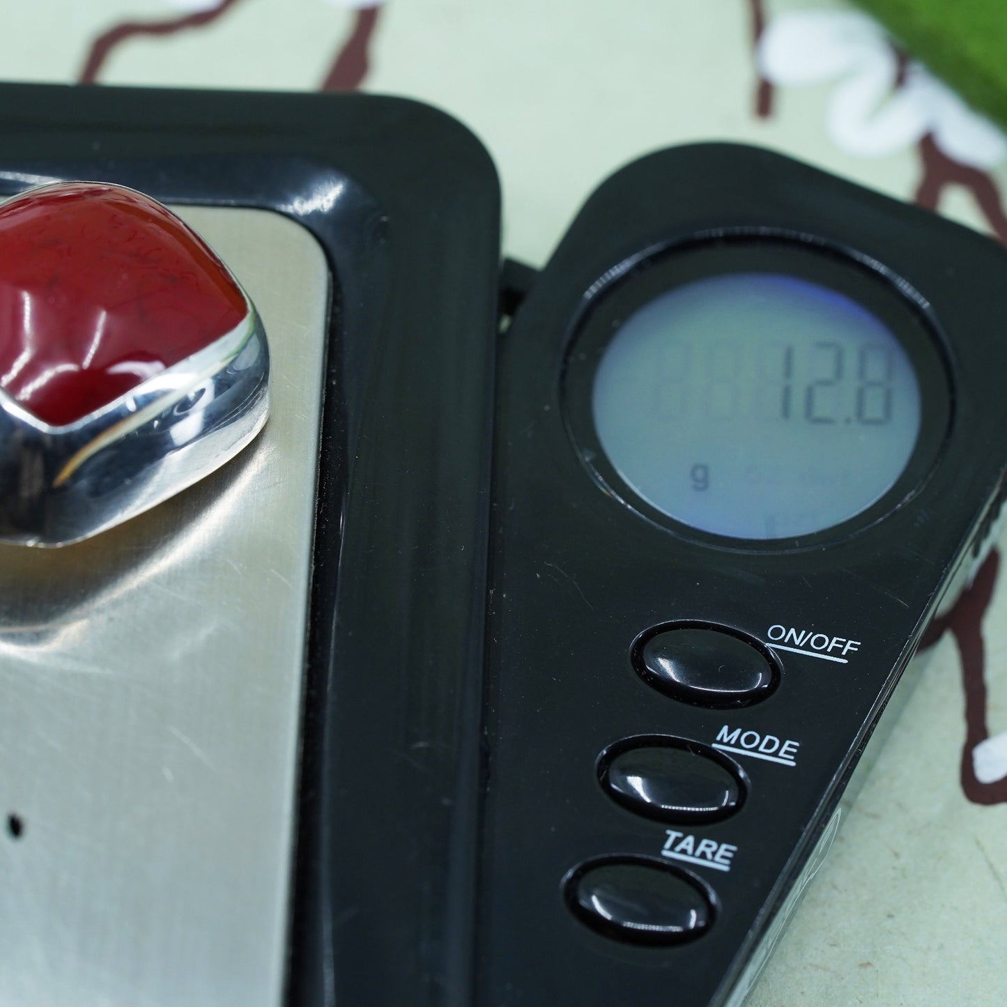 vintage handmade sterling 925 silver pendant with red onyx inlay