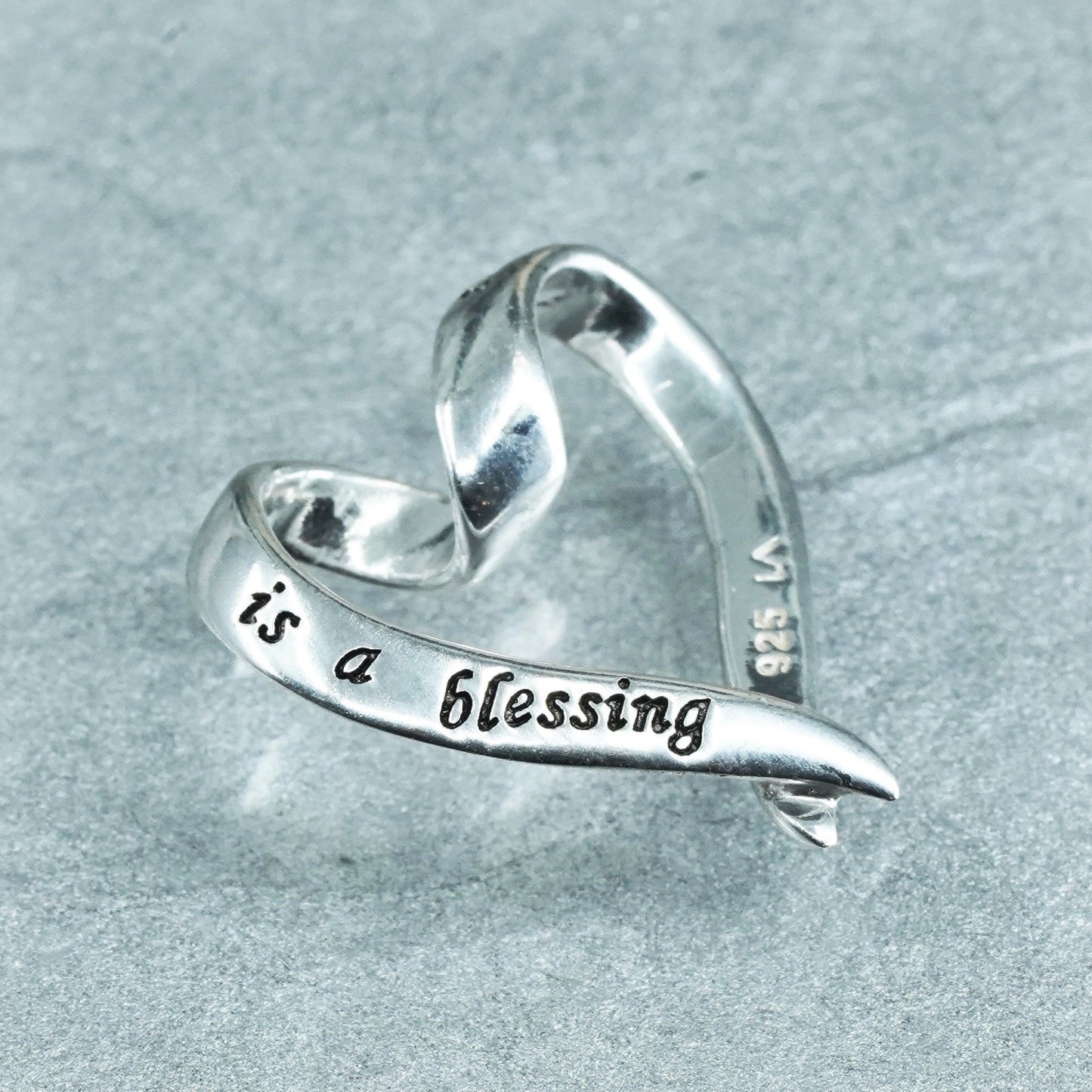 sterling 925 silver entwined heart pendant “grandma your love is a blessing”