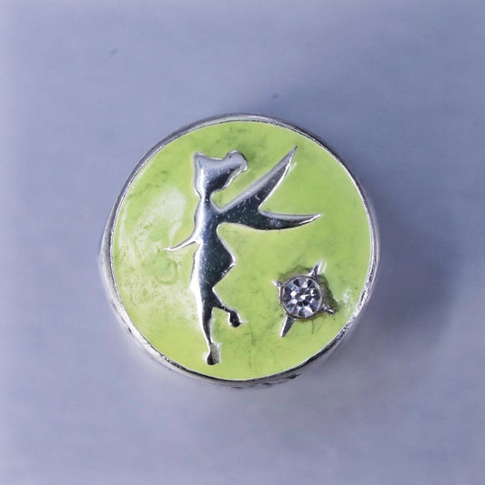 Disney Sterling silver fairy charm 925 green enamel bead faith trust pixie dust