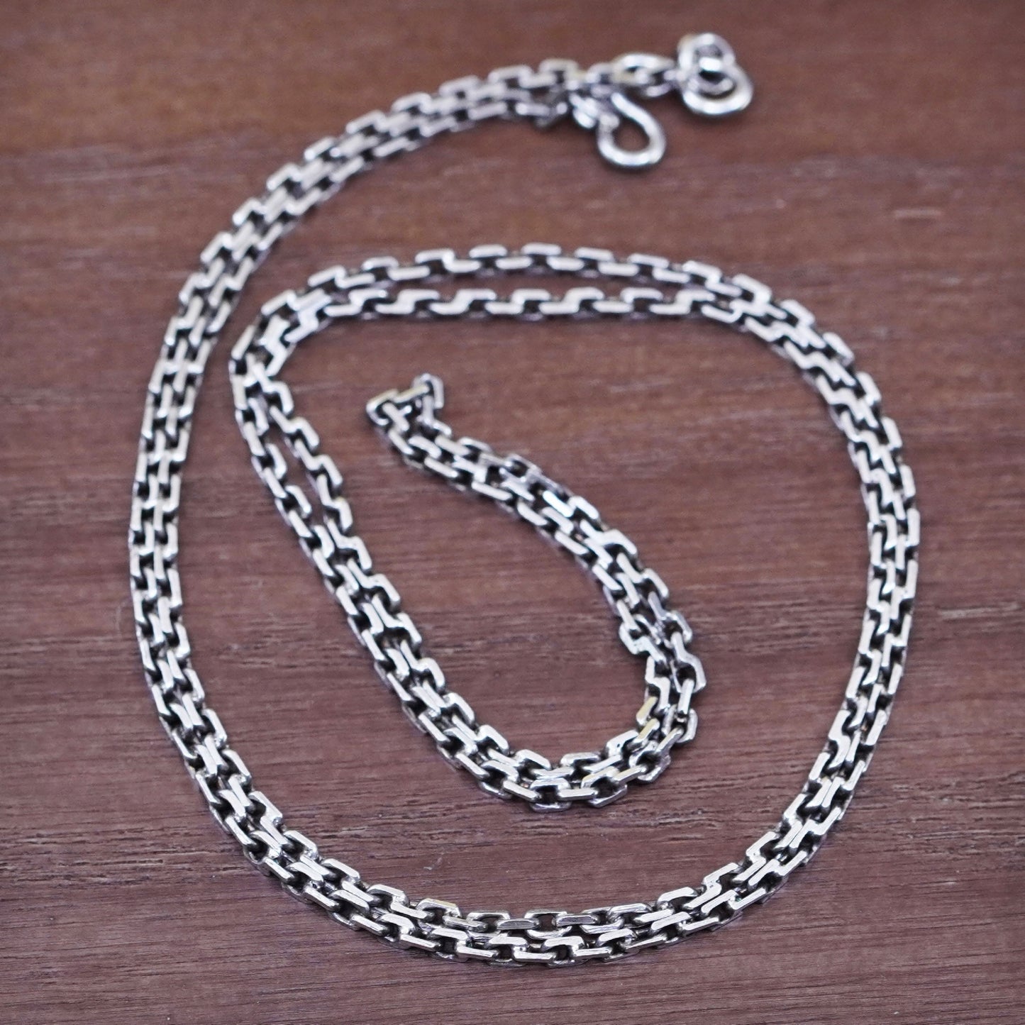 24” 2mm, vintage Sterling silver necklace, 925 oval link chain