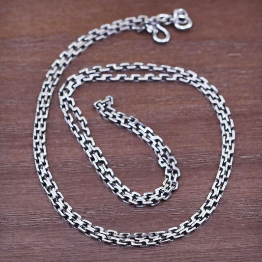 24” 2mm, vintage Sterling silver necklace, 925 oval link chain