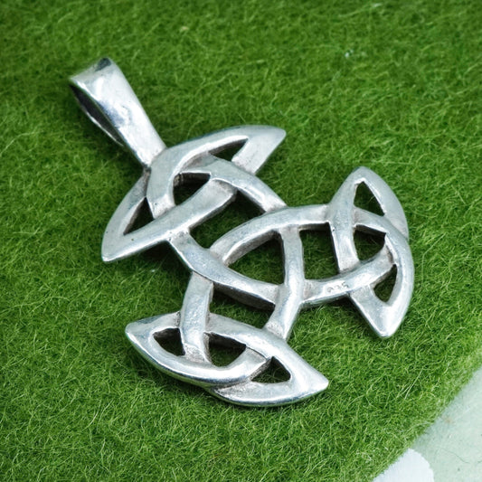 vintage sterling silver handmade pendant, 925 silver Irish Celtic knot charm