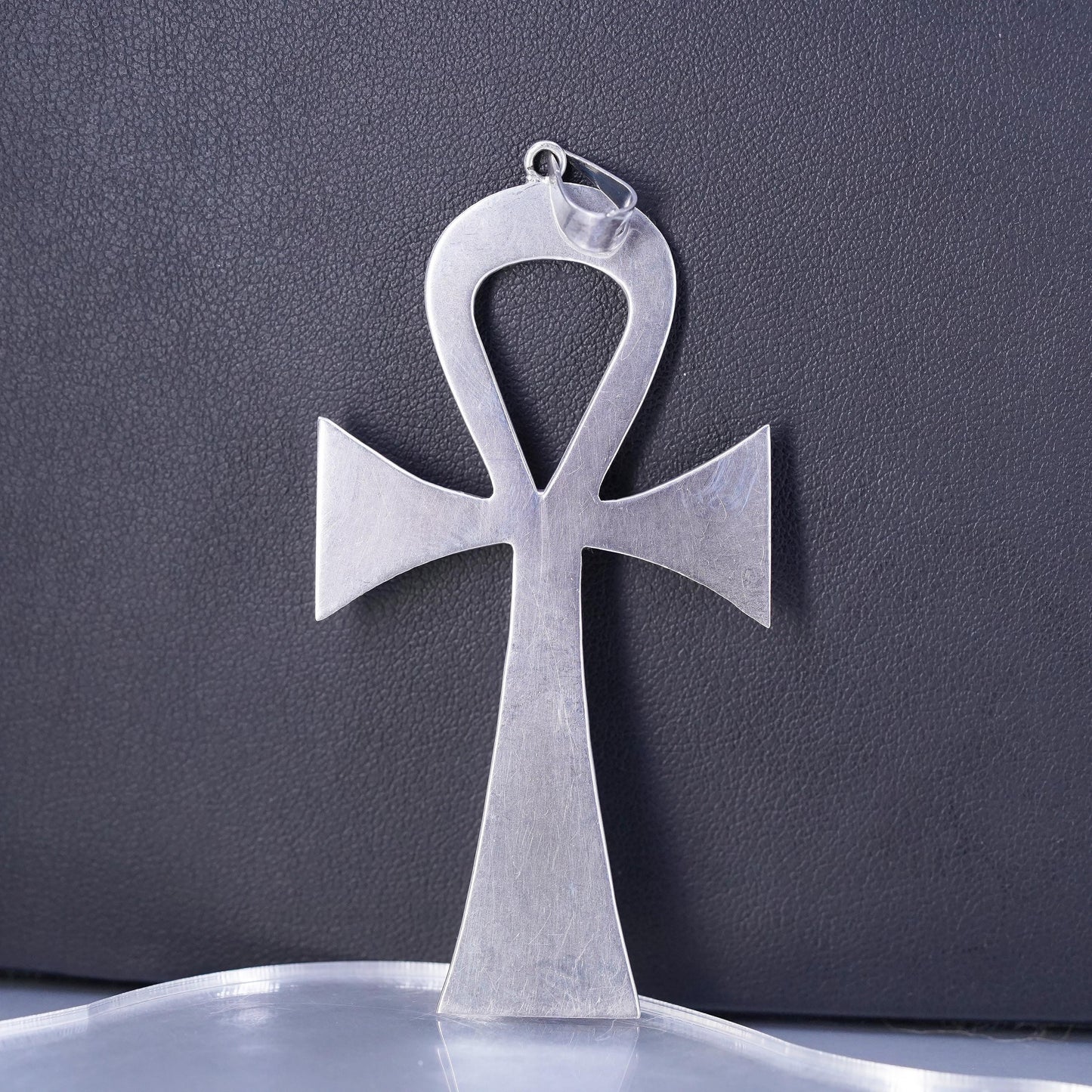 Vintage Sterling silver handmade pendant, Egyptian 925 huge ankh cross