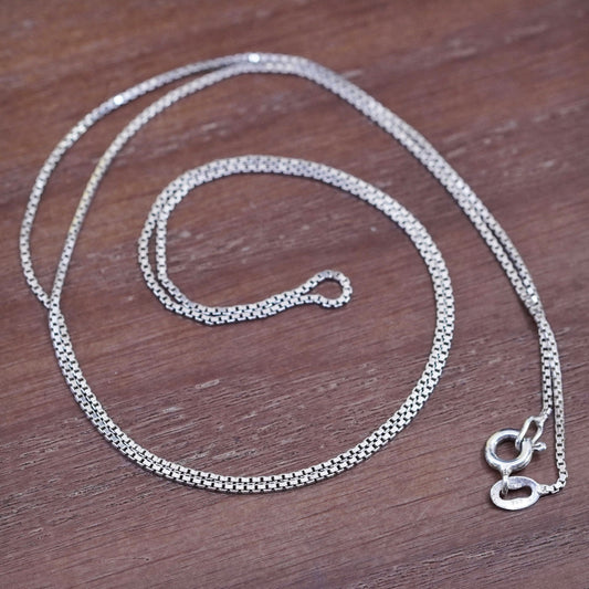 24”, 1mm, vintage Sterling silver box chain, Italy 925 necklace