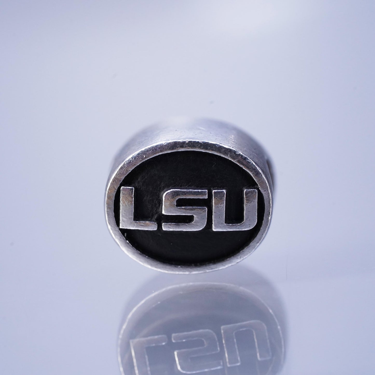 Vintage Sterling silver handmade charm, 925 LSU tiger football pendant