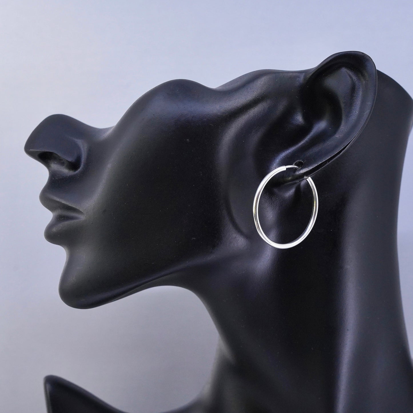 1.25”, vintage Sterling silver handmade earrings, 925 simple hoops