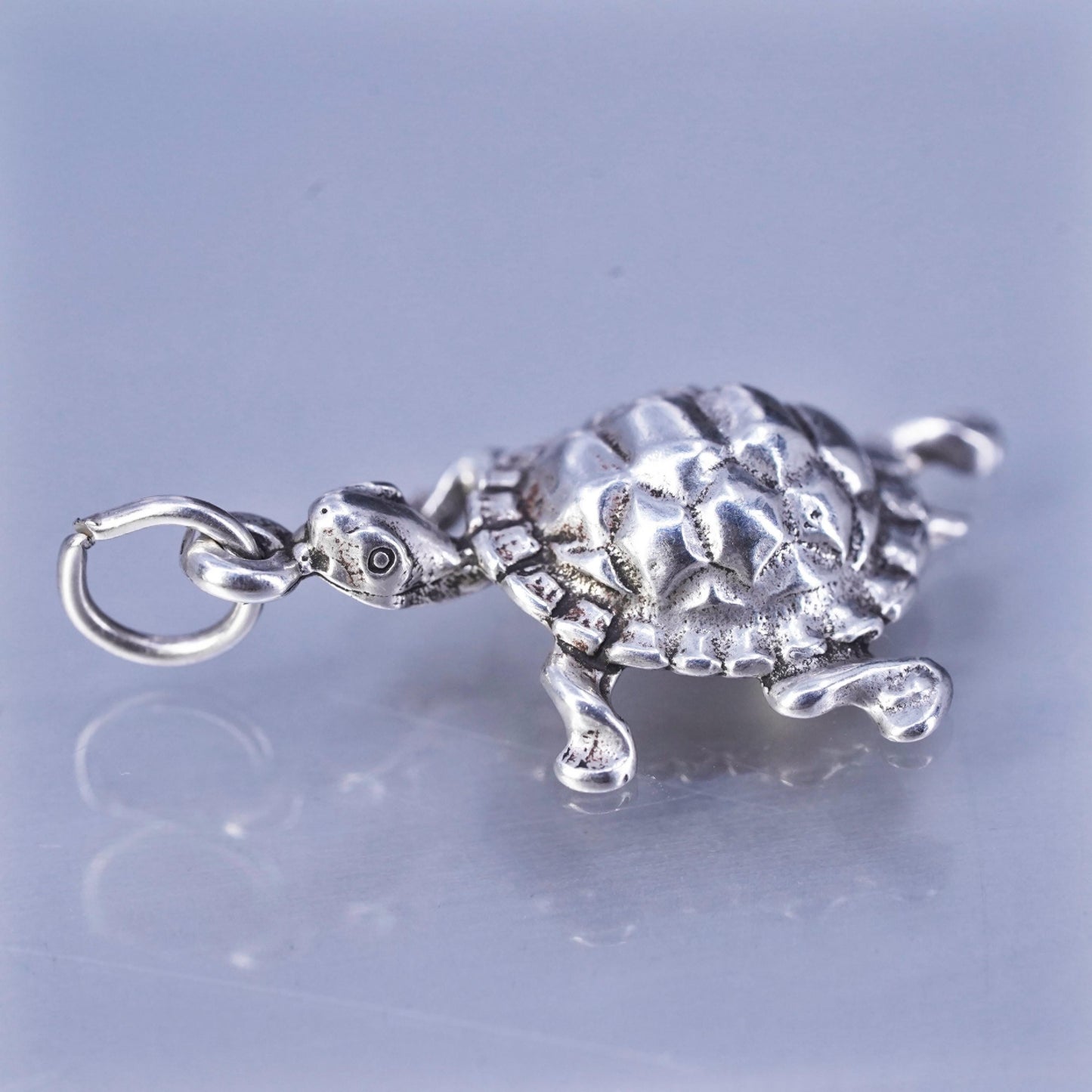 Vintage Sterling silver handmade simple 925 sea turtle charm pendant