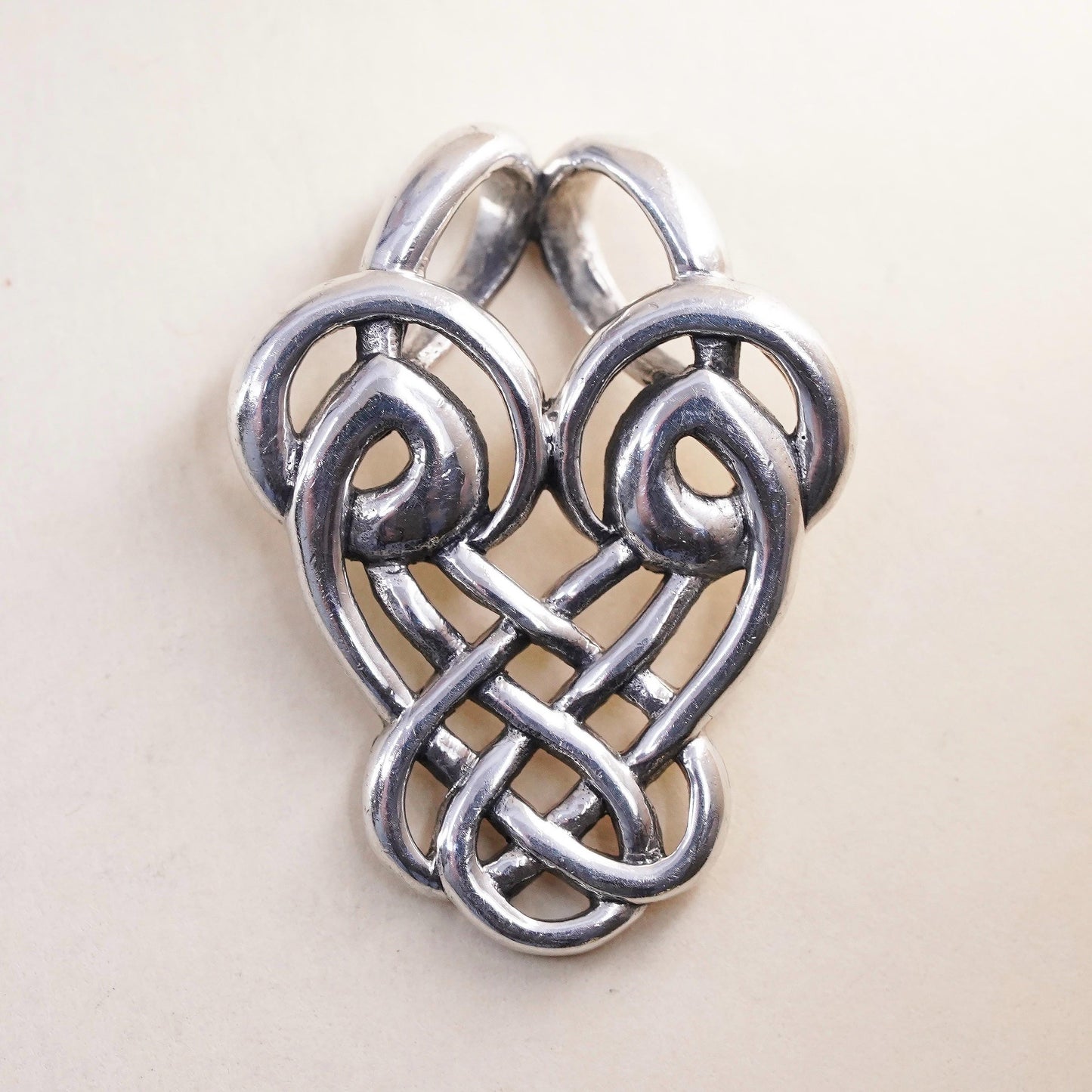 vintage sterling silver handmade pendant, 925 silver Irish Celtic knot charm