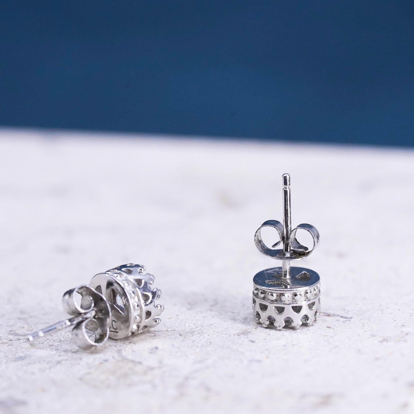 7mm, Sterling silver handmade earrings, 925 cz studs