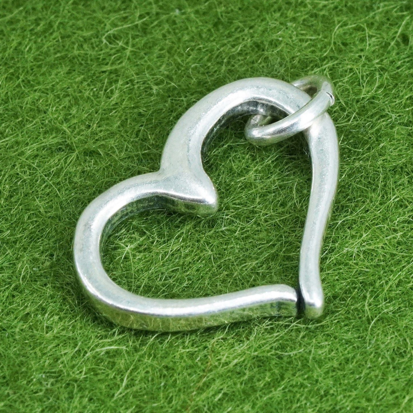 Vintage sterling silver heart charm, 925 silver charm pendant