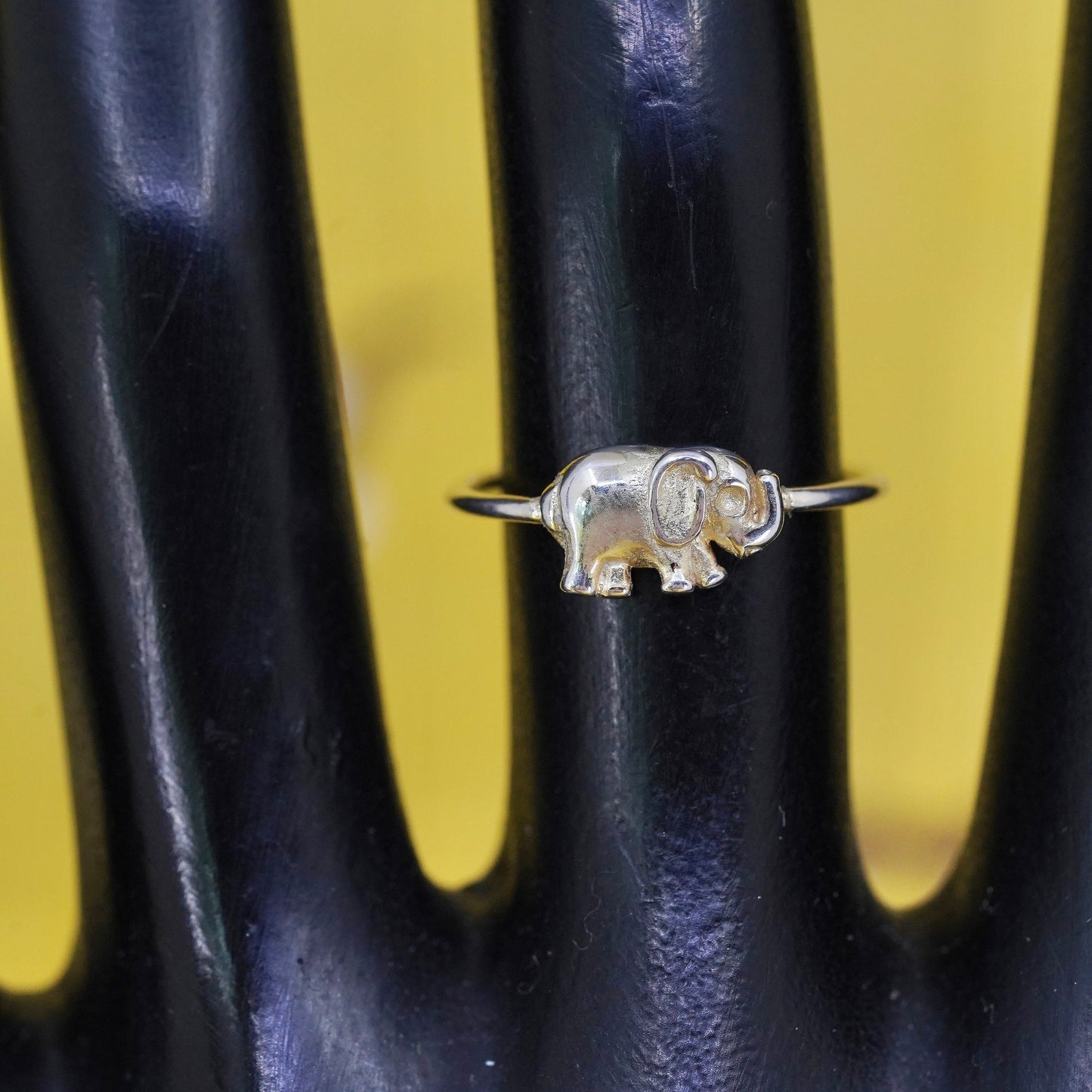 Size 5.5, vintage Sterling silver handmade ring, 925 elephant stackable ring