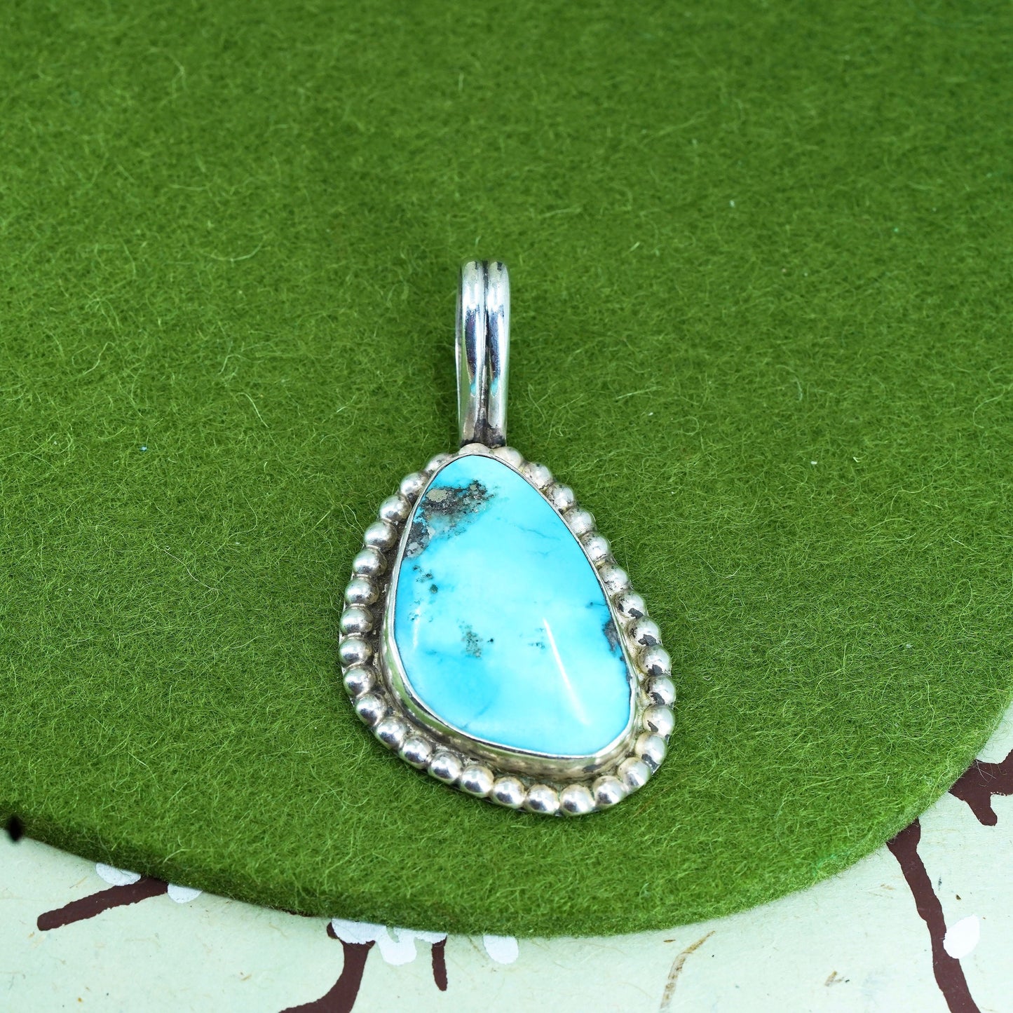 Native American Lee Brown Sterling silver 925 pendant with kingman turquoise