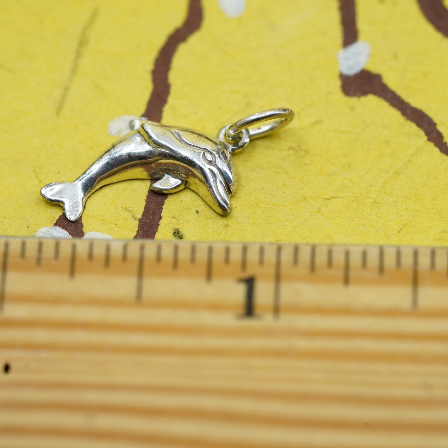 Vintage Sterling silver handmade pendant, 925 dolphin charm