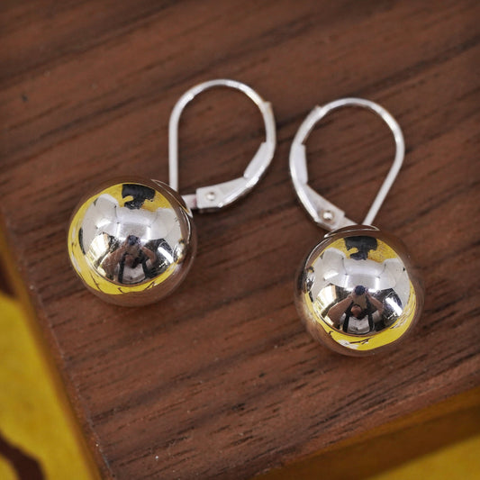12mm, Vintage Sterling silver handmade earrings, 925 beads drops