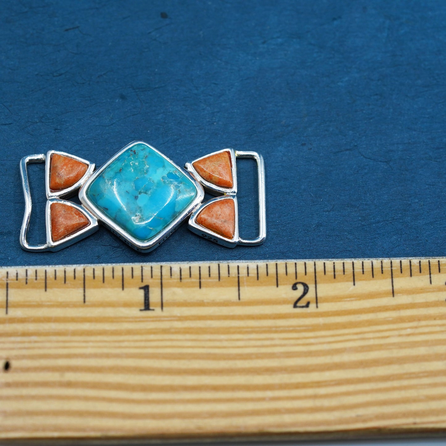 vtg Barse Sterling silver handmade pendant, 925 pendant with turquoise coral