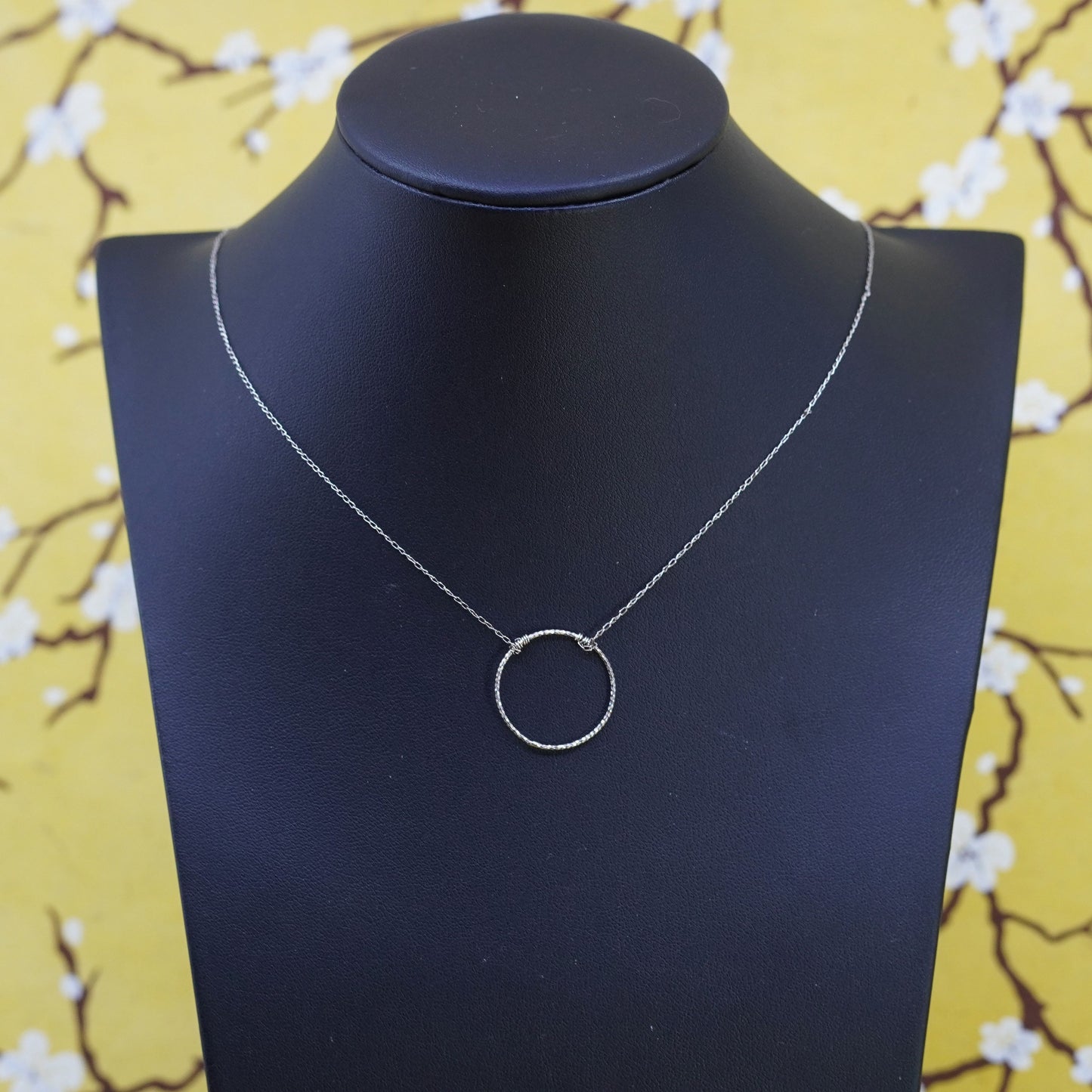 20” 1mm, vintage Sterling silver necklace, 925 Circle chain with circle pendant