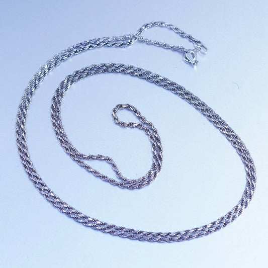 30” 2mm, vintage Sterling 925 silver bold rope chain necklace