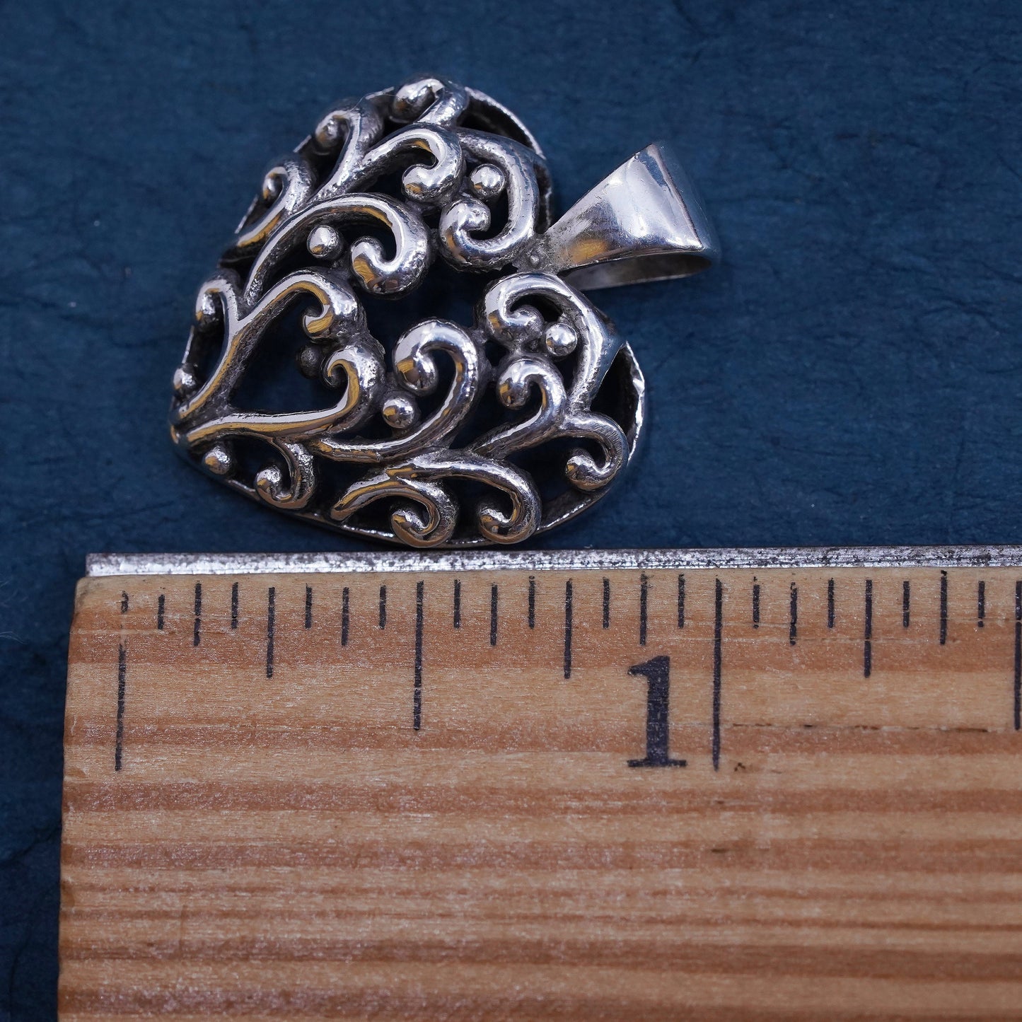 Vintage Sterling silver handmade pendant, 925 filigree heart