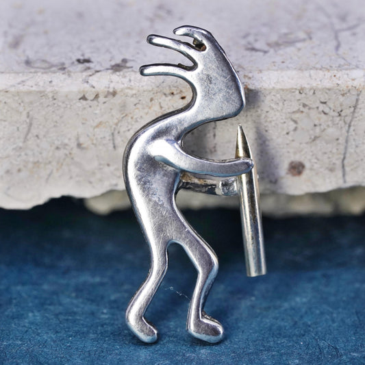 Vintage Native American Sterling silver pendant, 925 Kokopelli 14K yellow gold