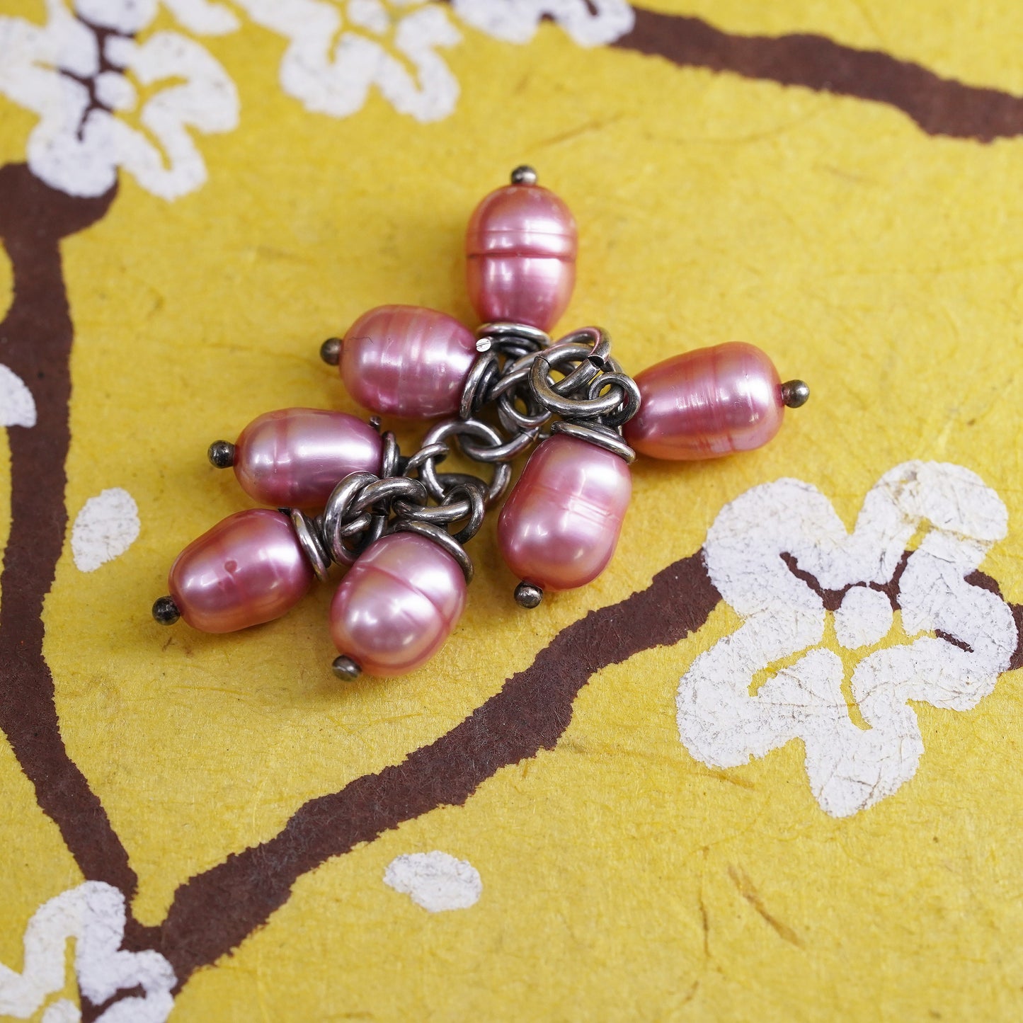 Vintage southwestern Sterling silver 925 handmade charm with pink pearl