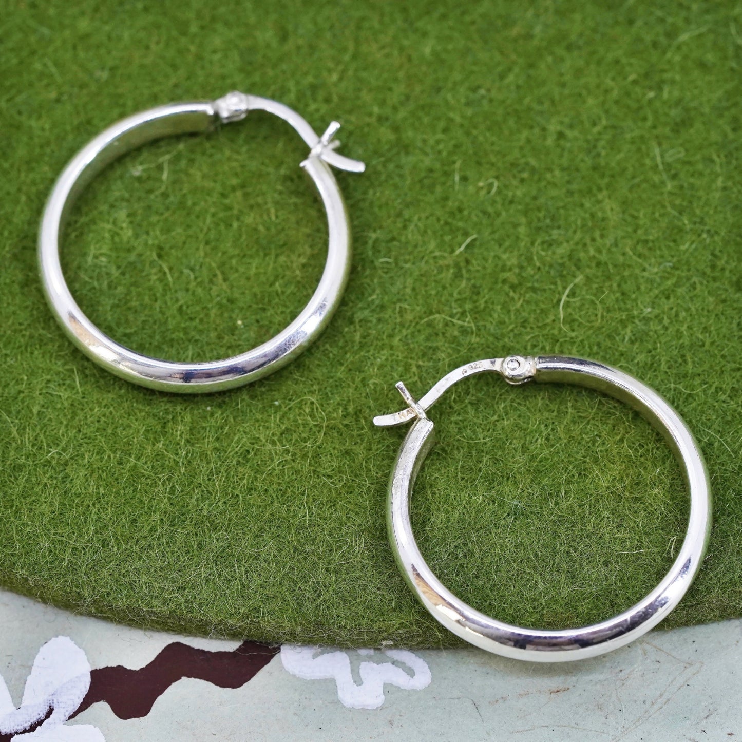 1.25", Vintage sterling silver loop earrings, bold minimalist primitive hoops