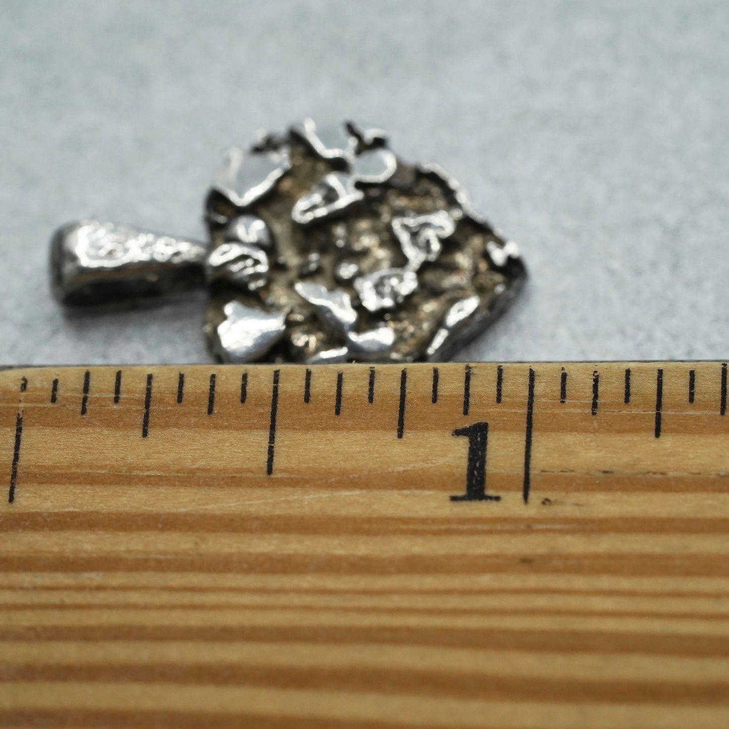 Vintage sterling 925 silver nugget textured heart charm pendant