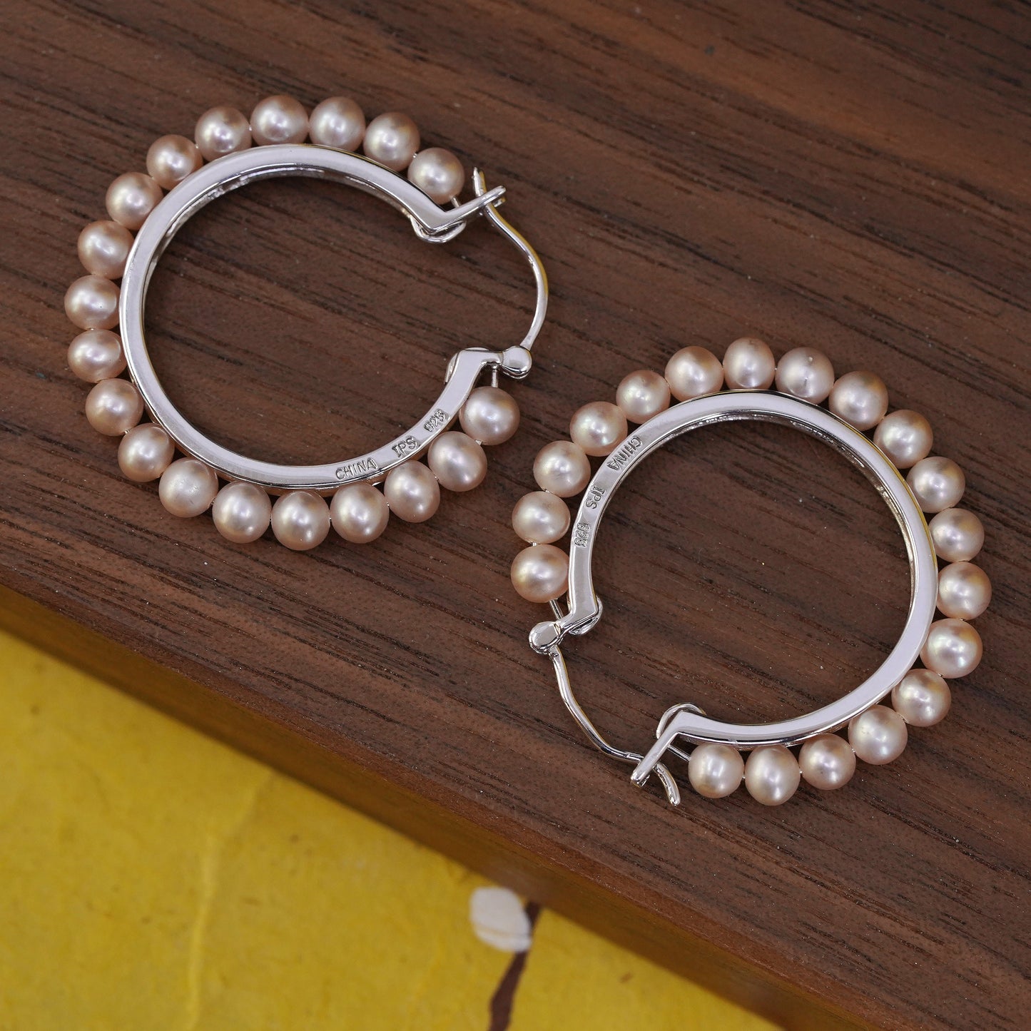 1.25” Sterling silver handmade earrings, southwestern 925 Huggie hoops pearls