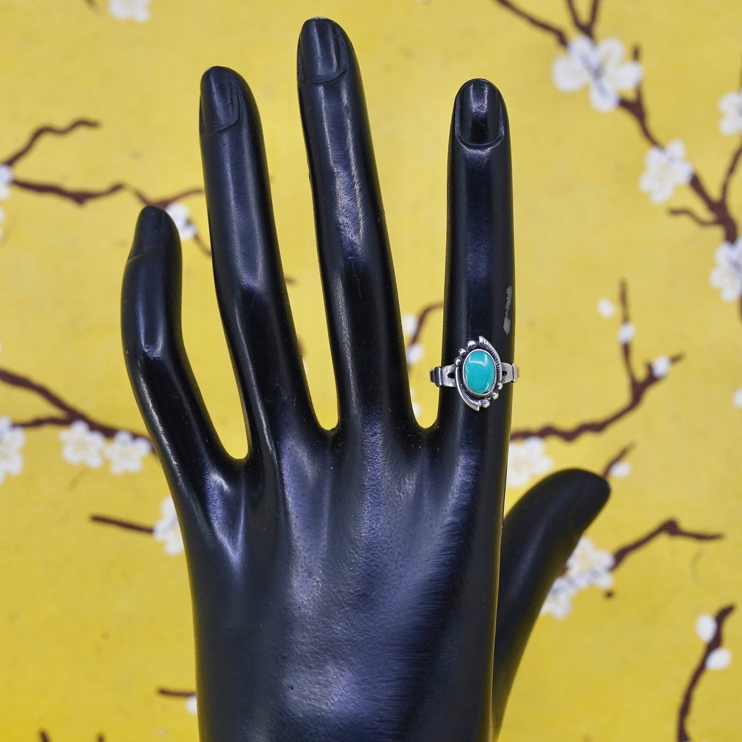 Size 4.5, Native American Sterling silver ring, jewelry, 925 band w/ turquoise