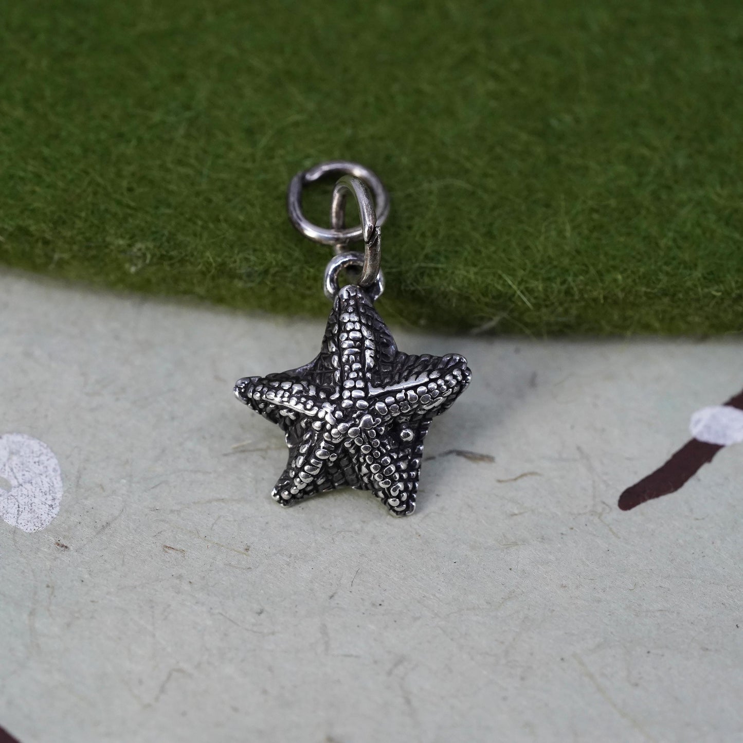 Vintage sterling silver handmade pendant, 925 starfish charm