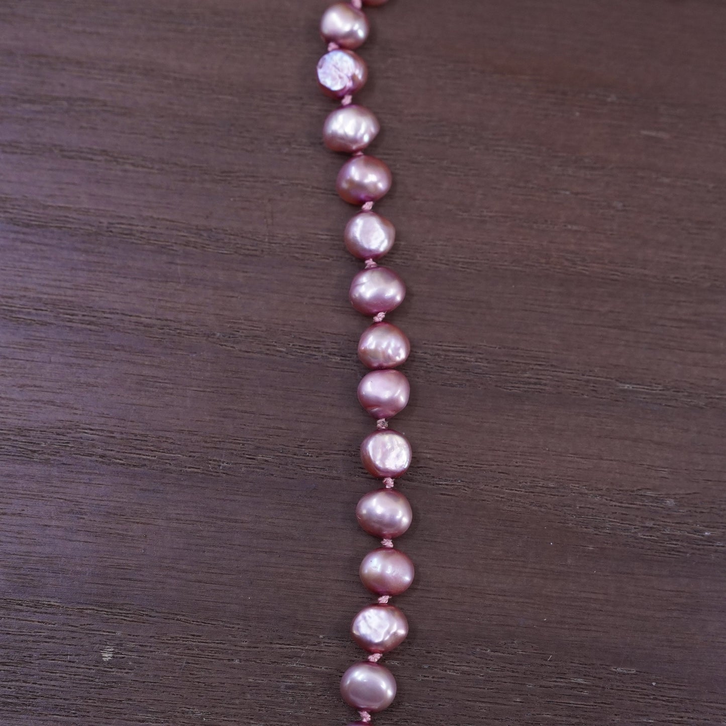 16”, Sterling silver handmade necklace, 925 heart clasp 7mm pink pearl beads