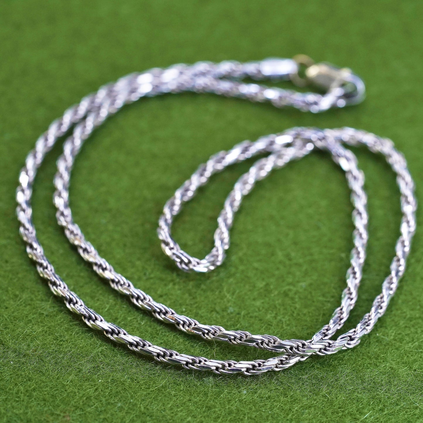 20”, 3mm, vintage Sterling silver necklace, 925 diamond rope chain