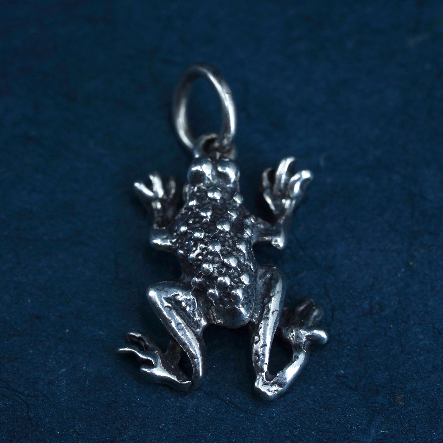 Vintage Sterling silver handmade pendant, 925 frog charm