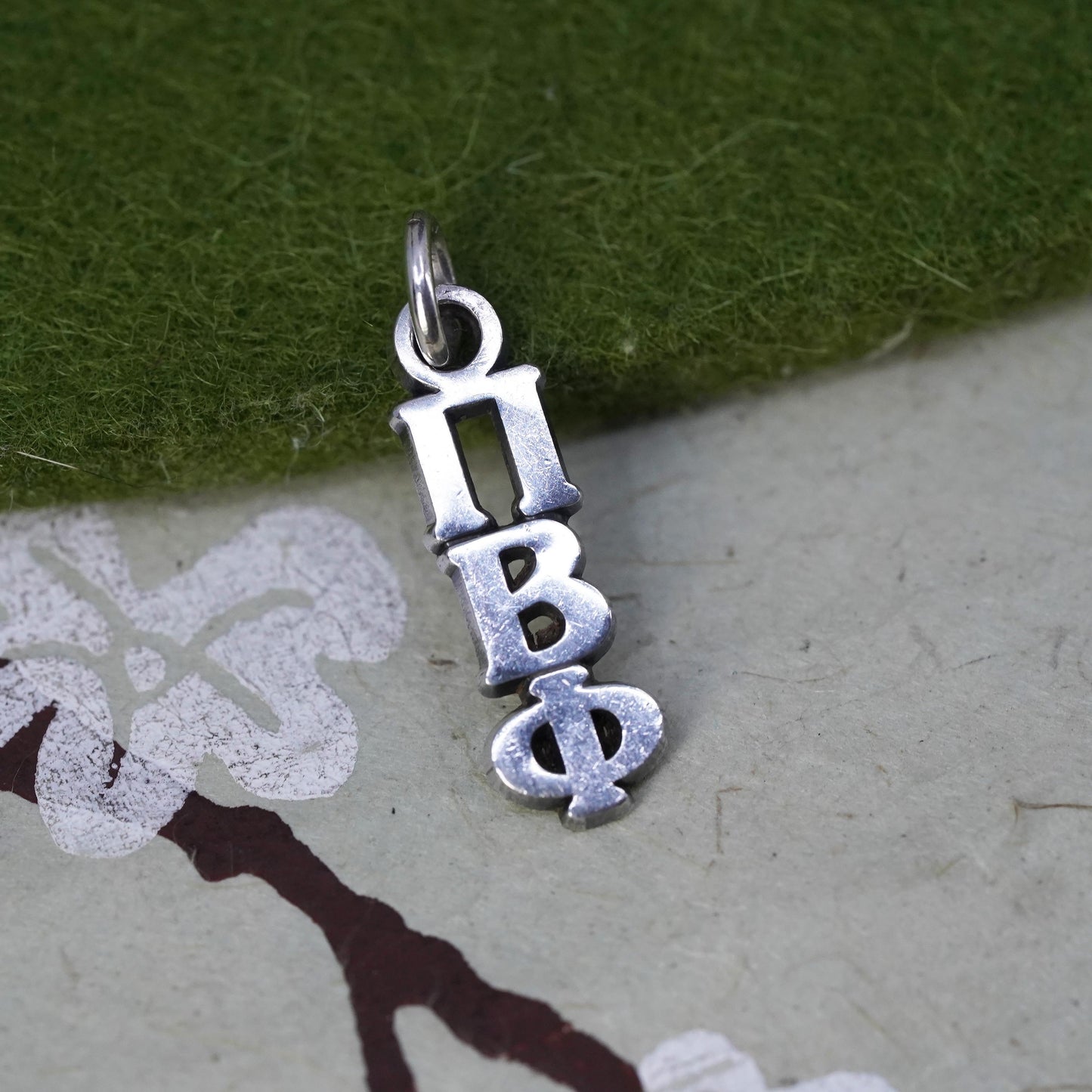 Vintage sterling silver handmade pendant, 925 Greek letter Pi Beta Phi