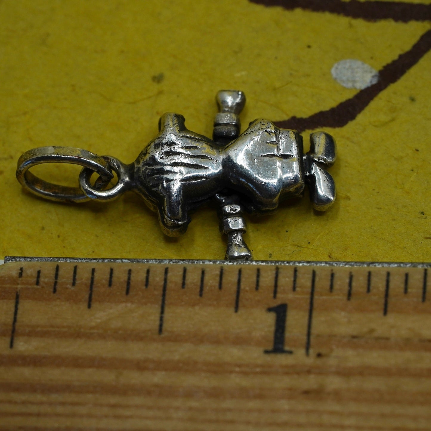 Vintage silver tone handmade pendant, baby boy figure