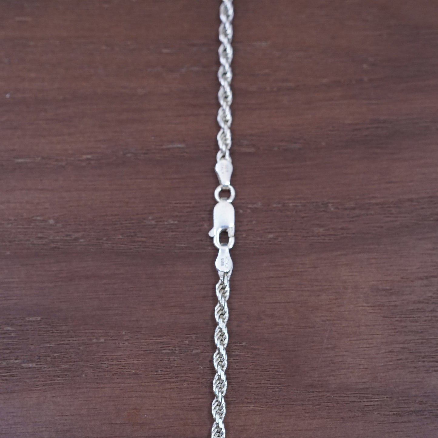 30”, 3mm, vintage Sterling silver necklace, Italy diamond 925 rope chain