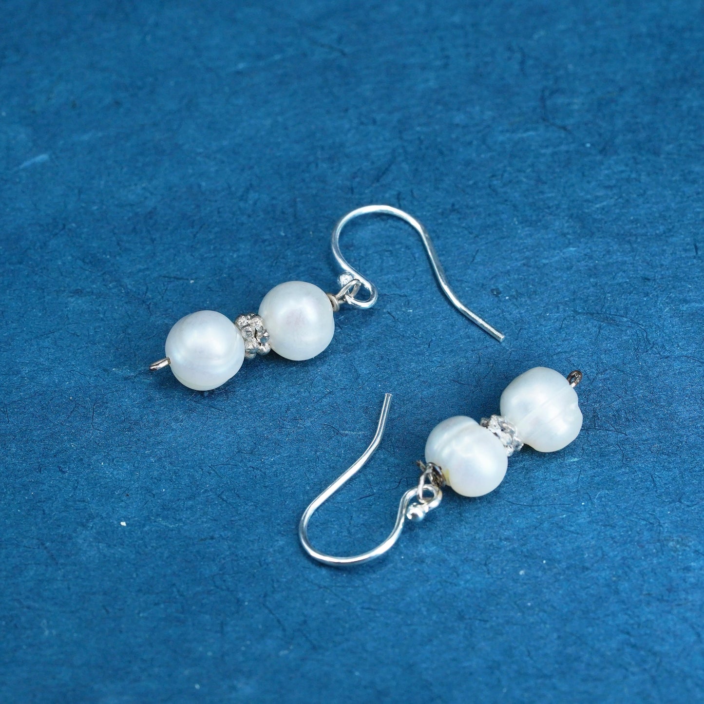 Vintage Sterling silver handmade earrings, 925 hooks with pearl drops