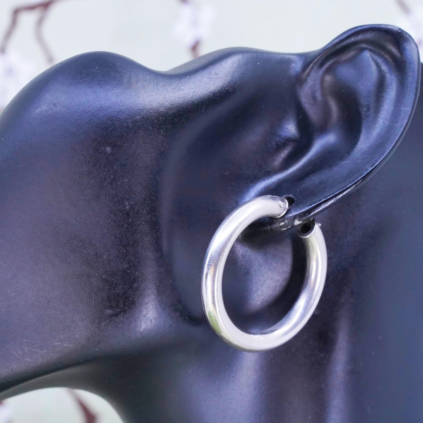 1.25", sterling silver loop earrings, fashion minimalist primitive wide hoops