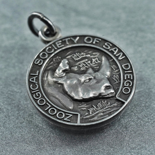 vintage Sterling 925 silver circle charm “zoological society of San Diego”