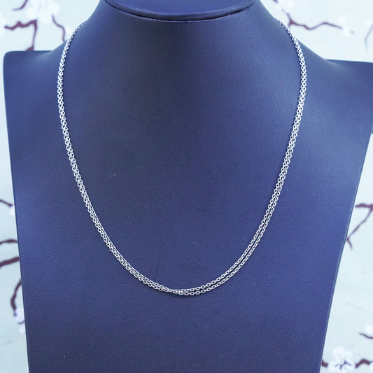 16+2", Vintage sterling silver double strands circle chain, 925 necklace