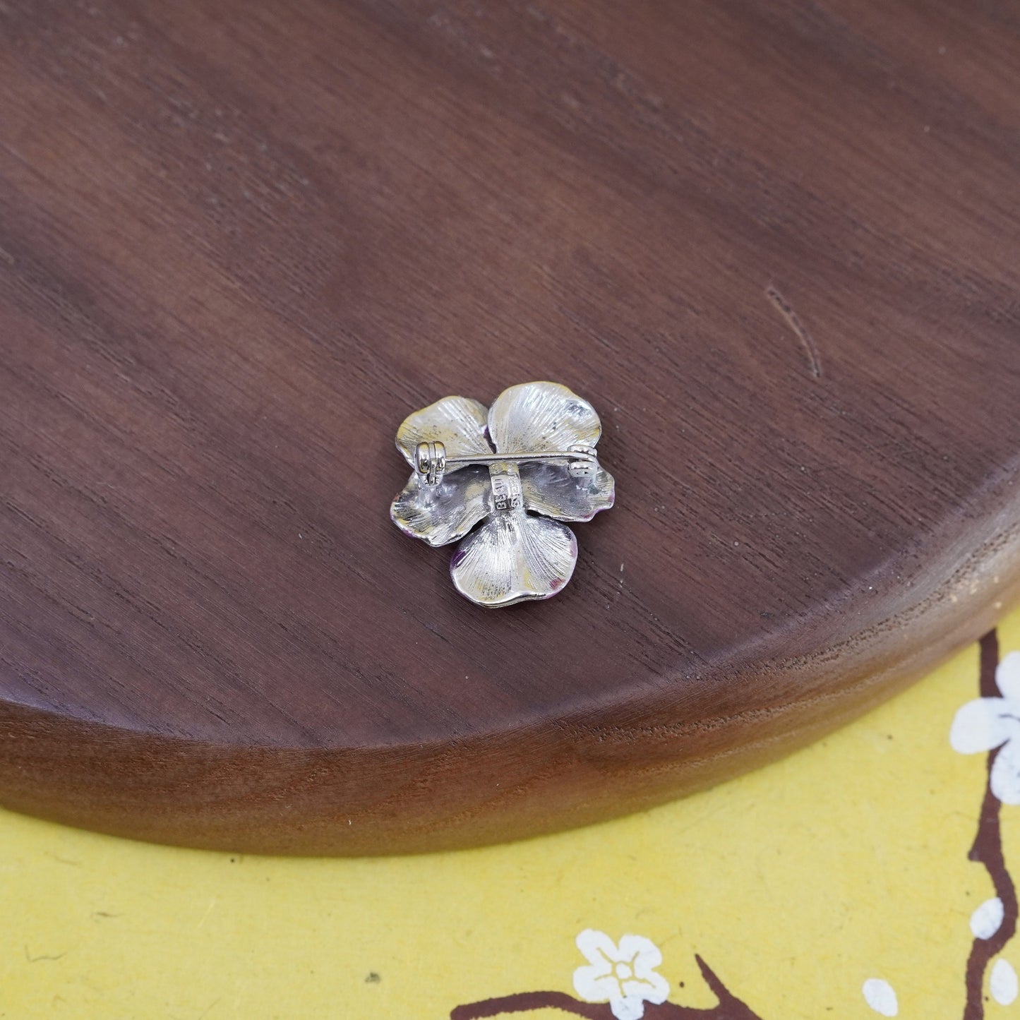 Vintage Beau handmade sterling 925 silver orchid flower brooch