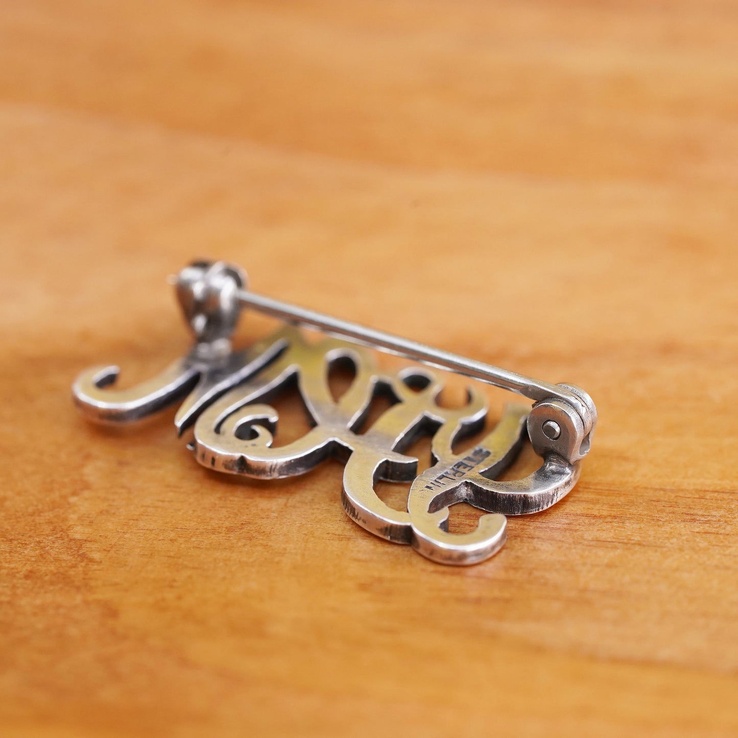 Vintage handmade sterling 925 silver brooch with monogram initial “GHM”