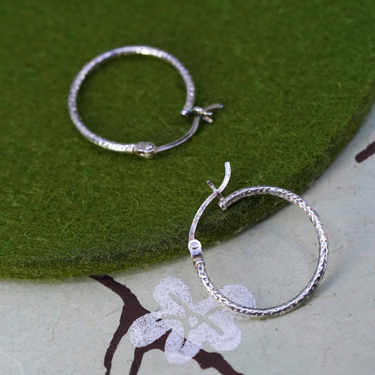 0.75", Vintage sterling silver loop earrings, fashion minimalist, 925 hoops