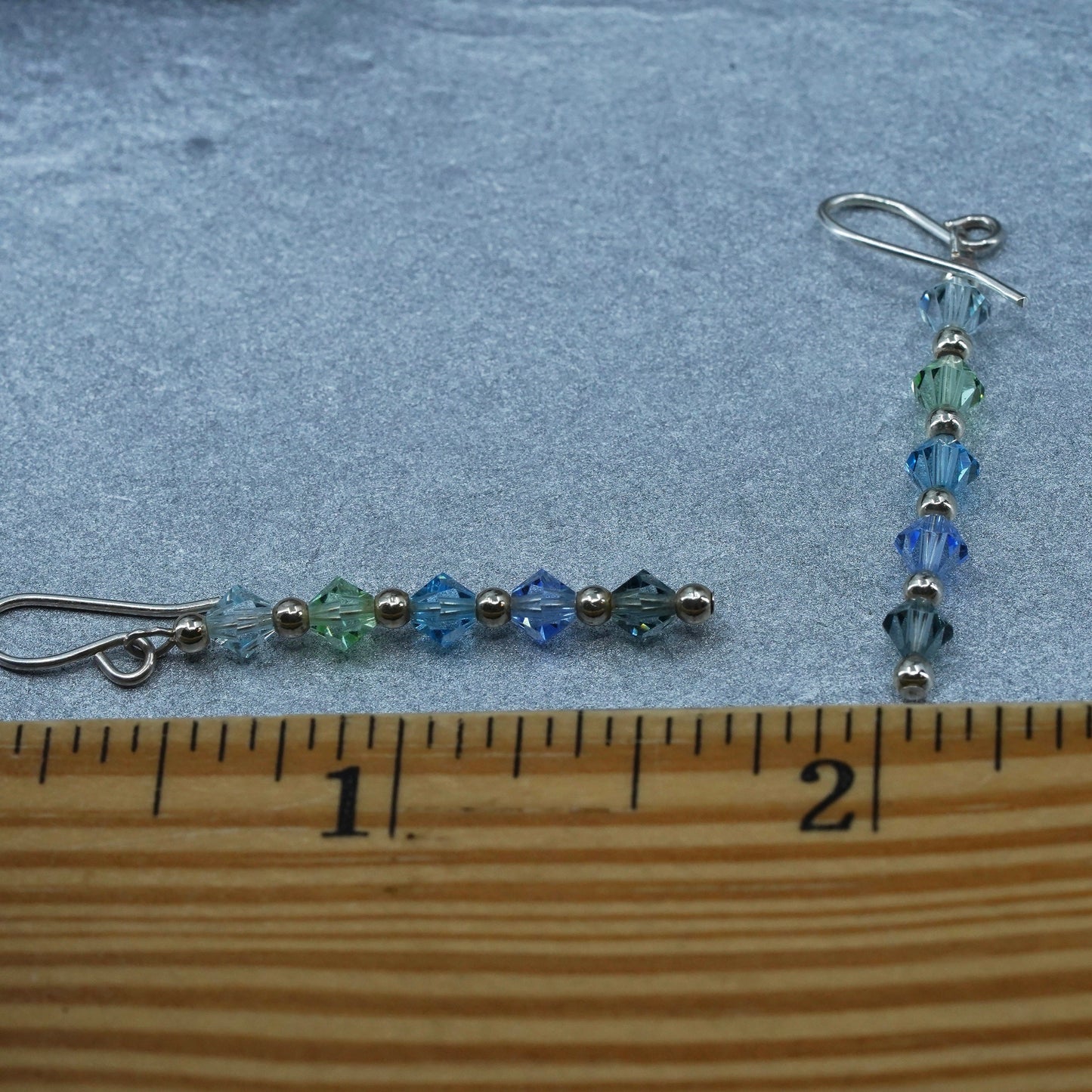 Vintage Sterling 925 silver handmade earrings with crystal beads