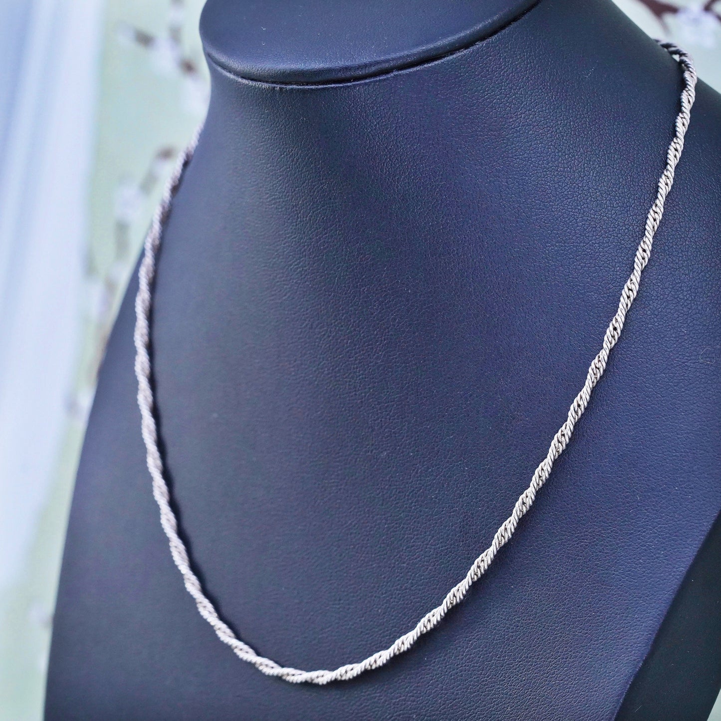 17” 3mm, Vintage sterling 925 silver handmade twisted wheat chain, necklace