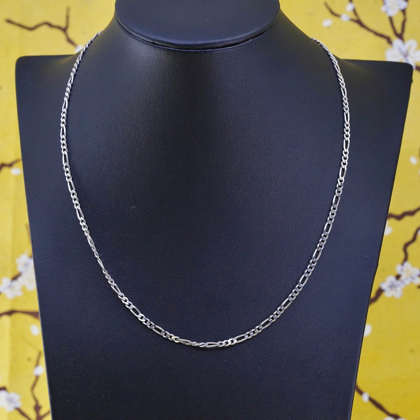 18" 3mm, vintage Italian sterling silver bold elongated chain, 925 necklace